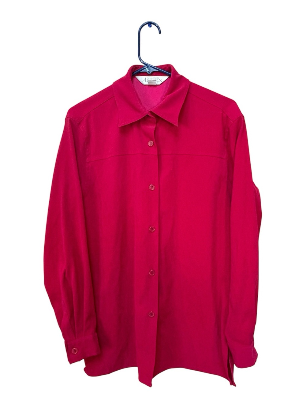 Vintage 90s Casual Corner Annex Hot Pink Faux Suede Button Down S